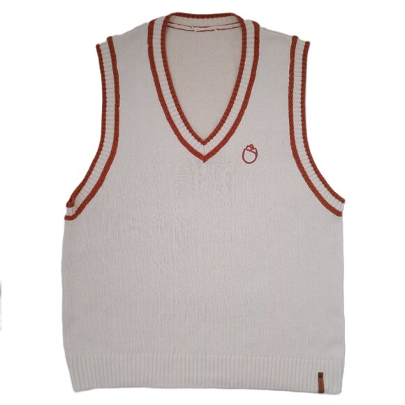 Sabotage Vtg Women's Sleeveless Knit Vest Ivory Contrast Trim Top Preppy Size M - Picture 1 of 5